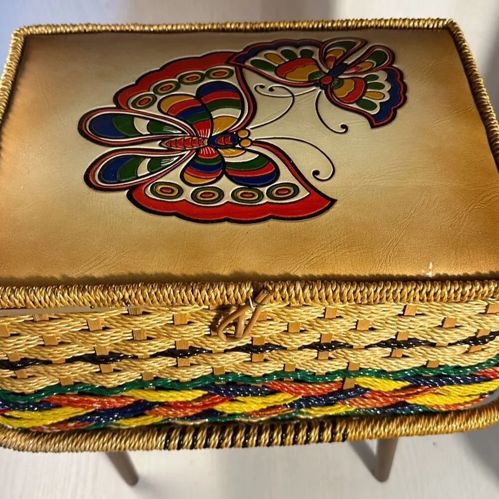 Vintage 60s Singer Sewing Basket Stand with‎ Removable Legs Beautiful Unique
